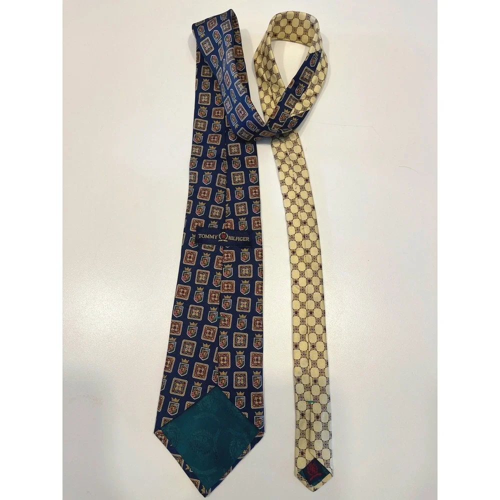 Tommy‎ Hilfiger Crest Logo Blue Gold Mens Tie